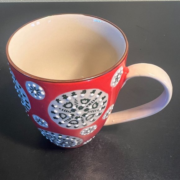 Pair of CHEHOMA Bohemian Ceramic Mugs w/ Embossed Raised Dot Designs - Picture 9 of 9